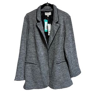 Skies Are Blue Blazer Size 2XL Gray Black Knit Textured Lined Workwear NWT